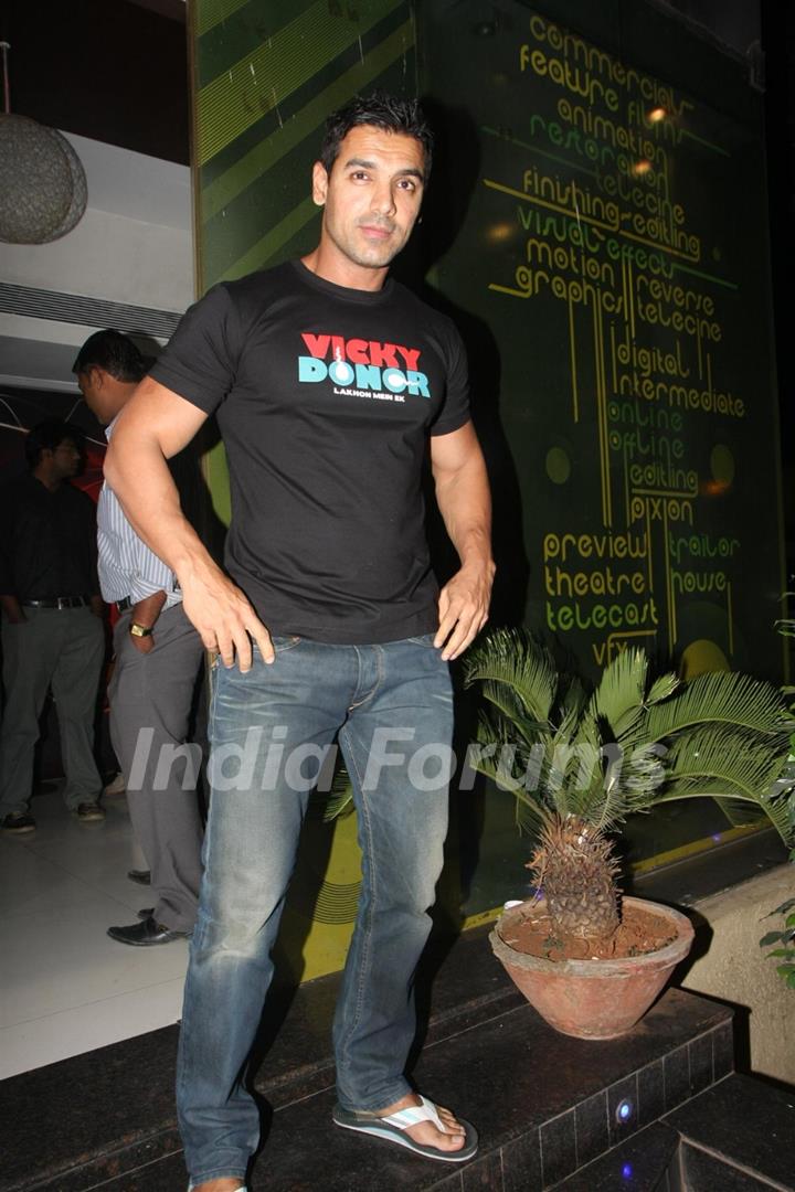 Bollywood actor John Abraham at special preview show of Oscar nominated film WAR HORSE at Pixion in Mumbai