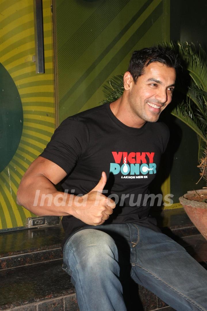 Bollywood actor John Abraham at special preview show of Oscar nominated film WAR HORSE at Pixion in Mumbai