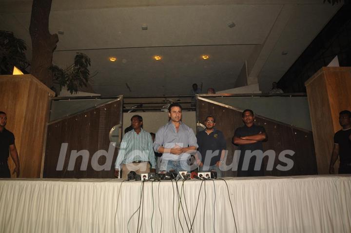 Saif Ali Khan holds a press conference on the issue of his arrest & subsequent bail in the Iqbal Sharma assault case at his house in Bandra