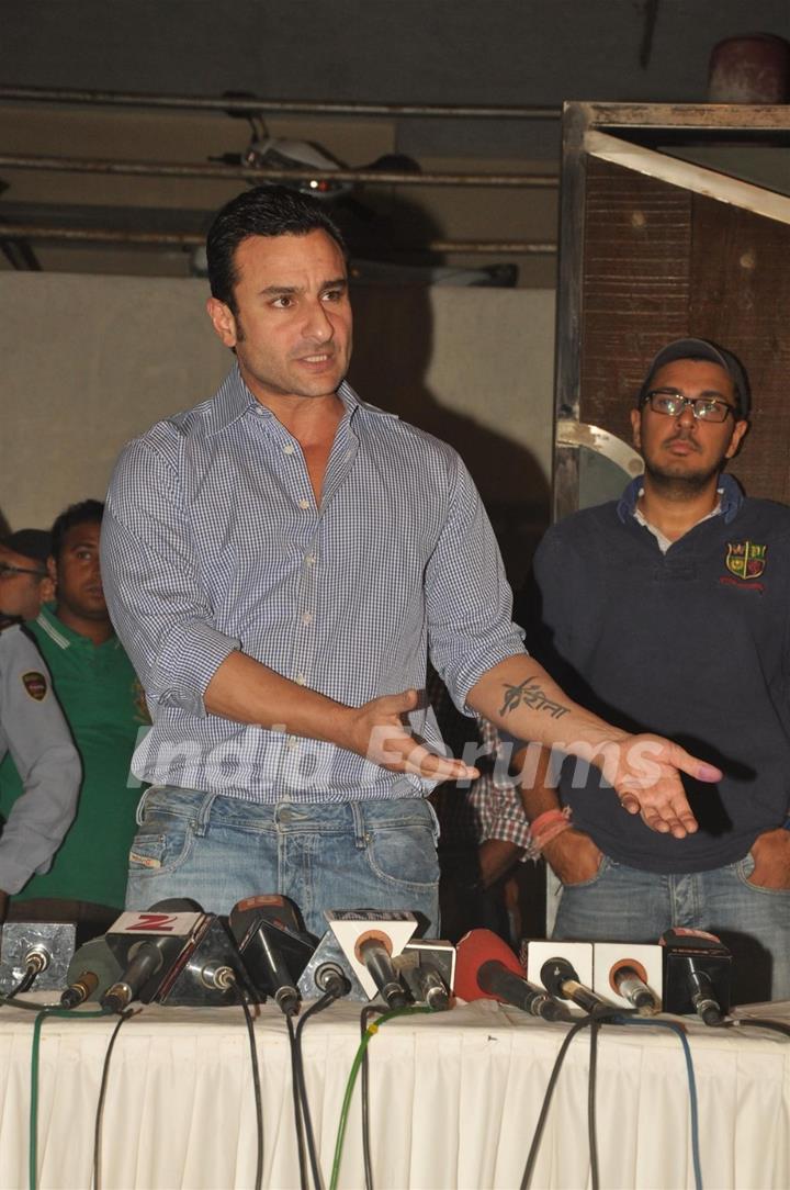 Saif Ali Khan holds a press conference on the issue of his arrest.