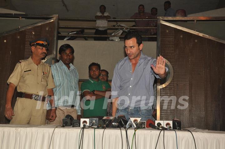 Saif Ali Khan holds a press conference on the issue of his arrest & subsequent bail in the Iqbal Sharma assault case at his house in Bandra, Mumbai
