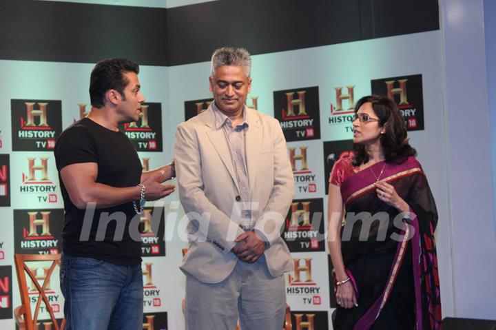 Bollywood actor Salman Khan speaks during a press conference of the History TV18 in Mumbai. .