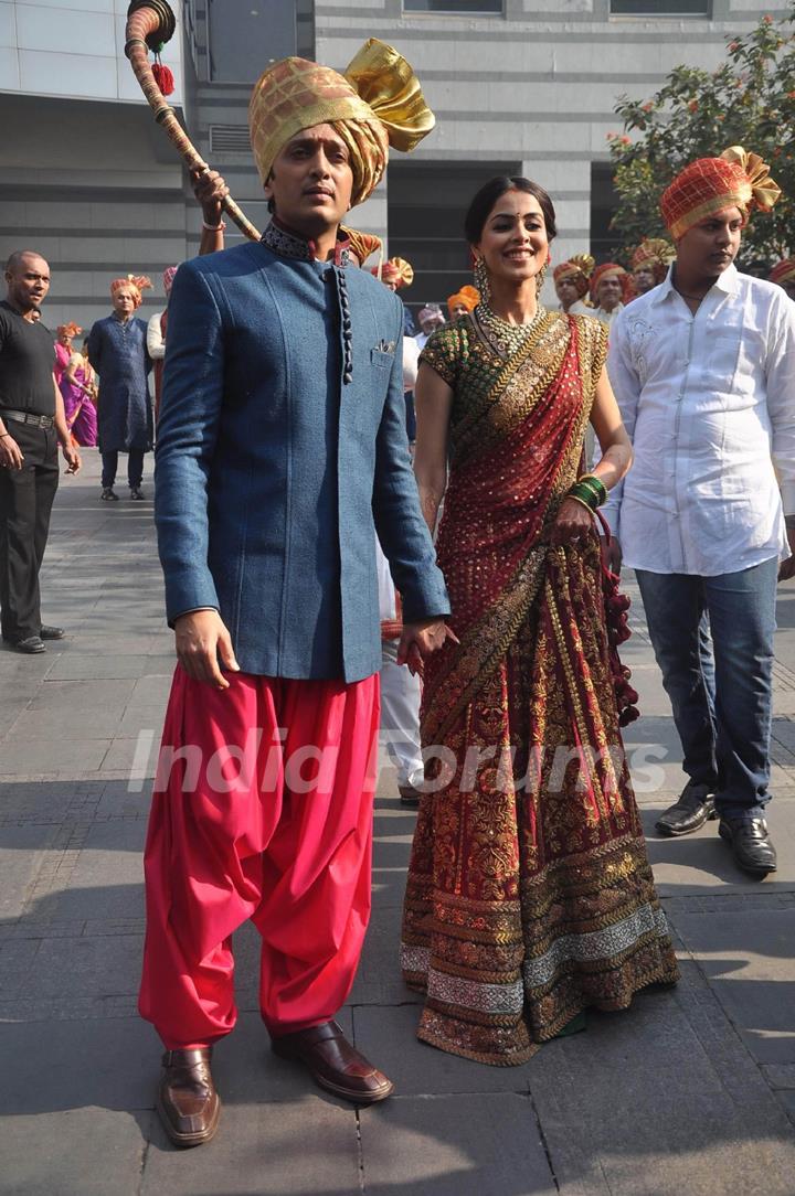 Riteish and Genelia  at his brother's  Dheeraj's wedding to Honey Bhagnani at Hotel Grand Hyatt. .