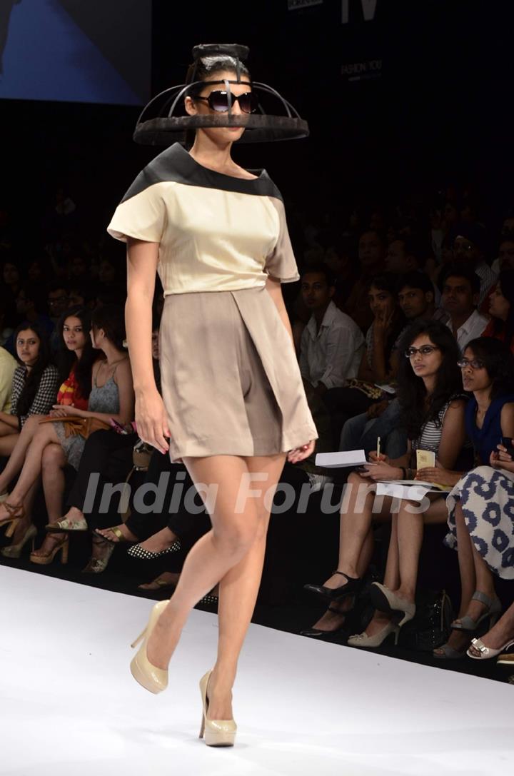 Model walk the ramp for Masaba Shivan Naresh show at Lakme Fashion Week day 1 at Grand Hyatt in Mumbai. .