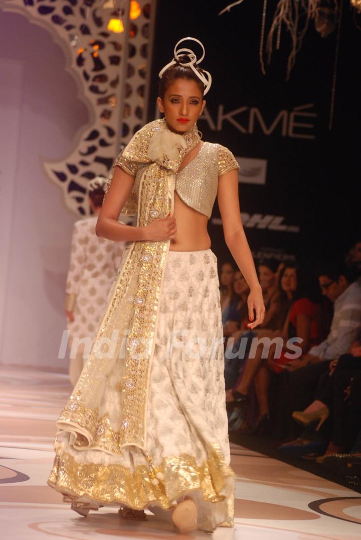 Model walk the ramp for designer Vikram Phadnis on day 1 of the Lakme Fashion Week at Grand Hyatt in Mumbai. .