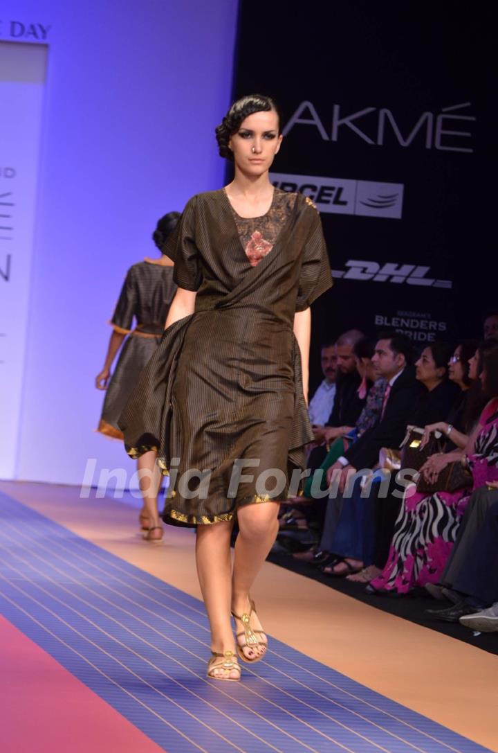 Model on the ramp for designer Deepika Govind on Lakme Fashion Week day 3 in Mumbai. .