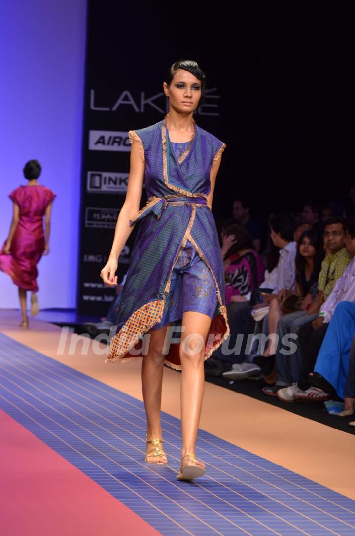 Model on the ramp for designer Deepika Govind on Lakme Fashion Week day 3 in Mumbai. .