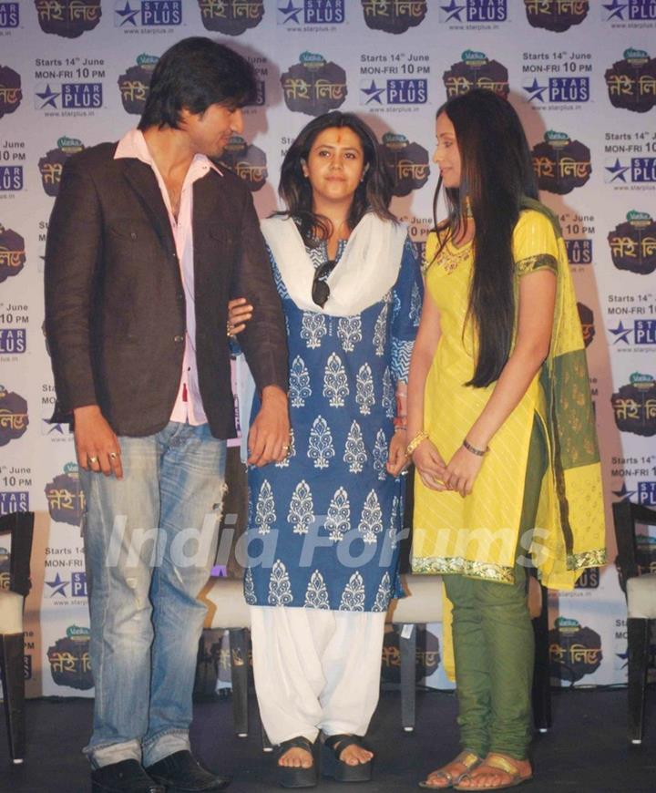 Harshad Chopda and Anupriya Kapoor with Ekta Kapoor in Tere Liye Launch