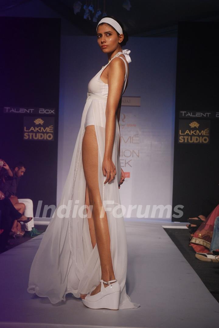 Model on the ramp for designer Nitya Bajaj on Lakme Fashion Week day 5 in Mumbai. .