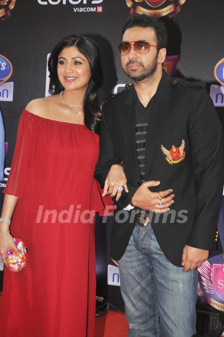 Shilpa Shetty and Raj Kundra at the inaugural Super Fight Leaguei