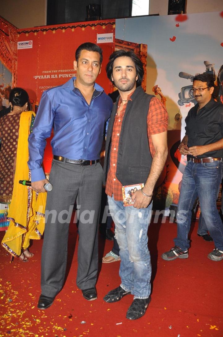 Salman Khan & Pulkit Samrat at Music Release of Movie Bittoo Boss in Mumbai