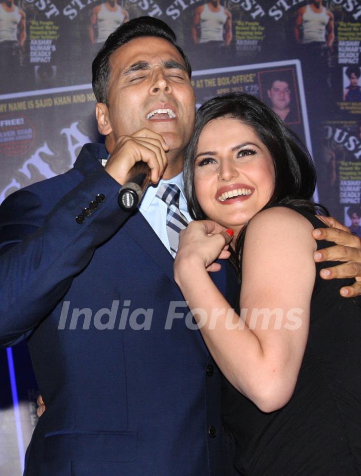 Akshay Kumar and Zarine Khan at the unveiling of cover page of latest issue of stardust magazine