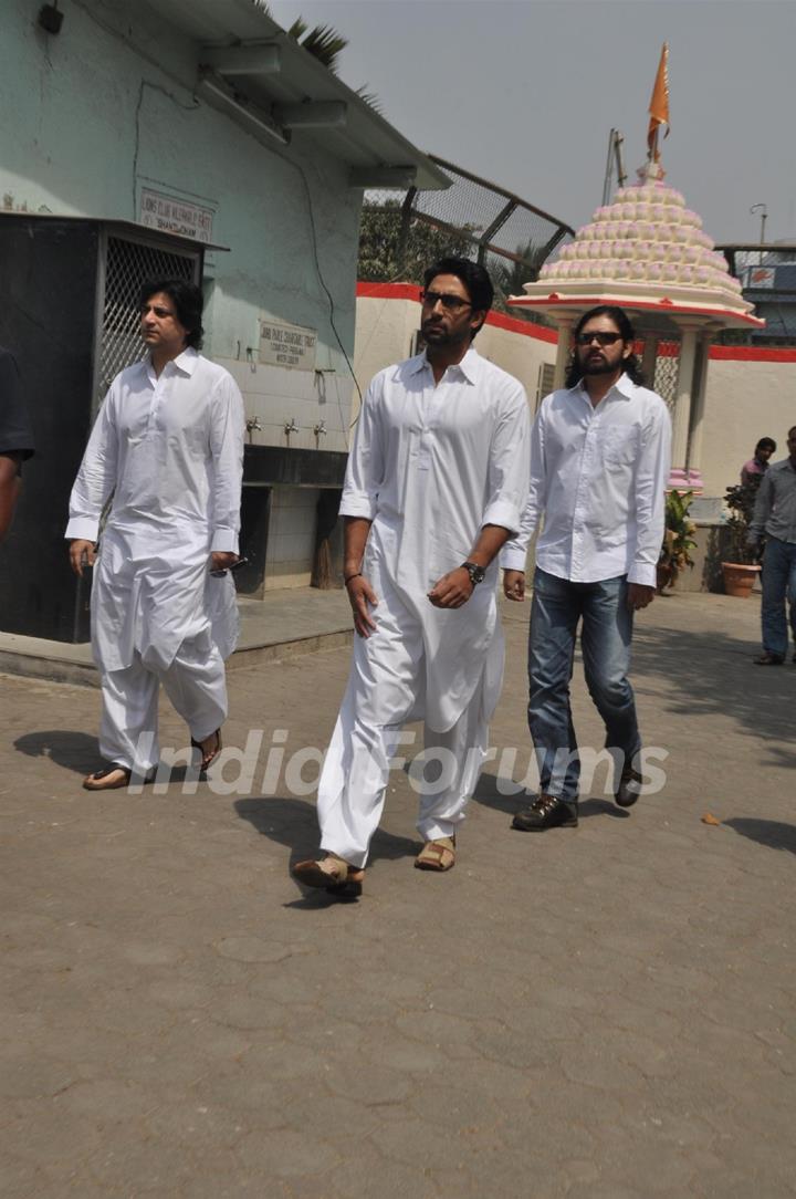 Abhishek Bachchan at Mona Kapoor's funeral at Pawan Hans in Juhu, Mumbai