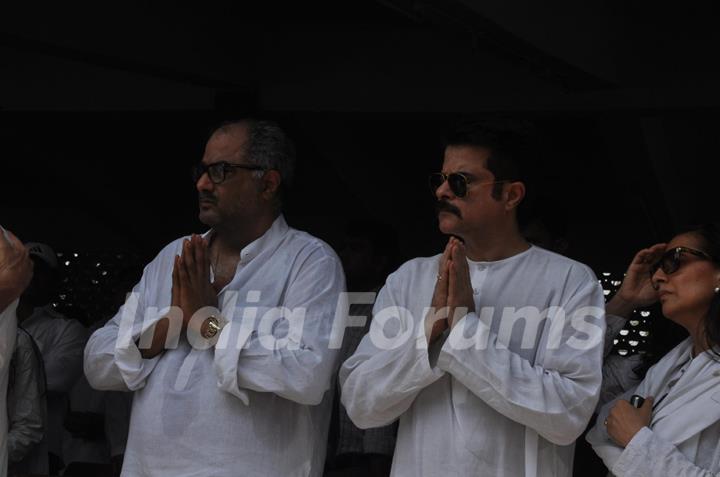 Boney Kapoor and Anil Kapoor at Mona Kapoor's funeral at Pawan Hans