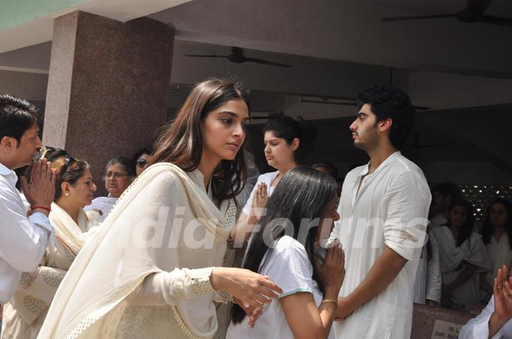 Sonam Kapoor at Mona Kapoor's funeral at Pawan Hans