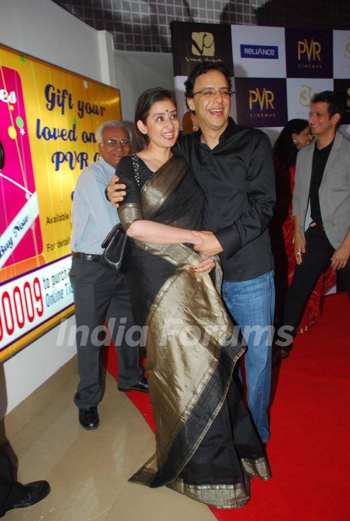 Vidhu Vinod Chopra and Manisha Koirala at premiere of film Parinda at PVR. .