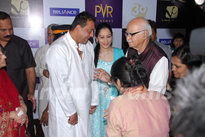 Sanjay Dutt, Manyata Dutt and LK Advani at premiere of film Parinda at PVR