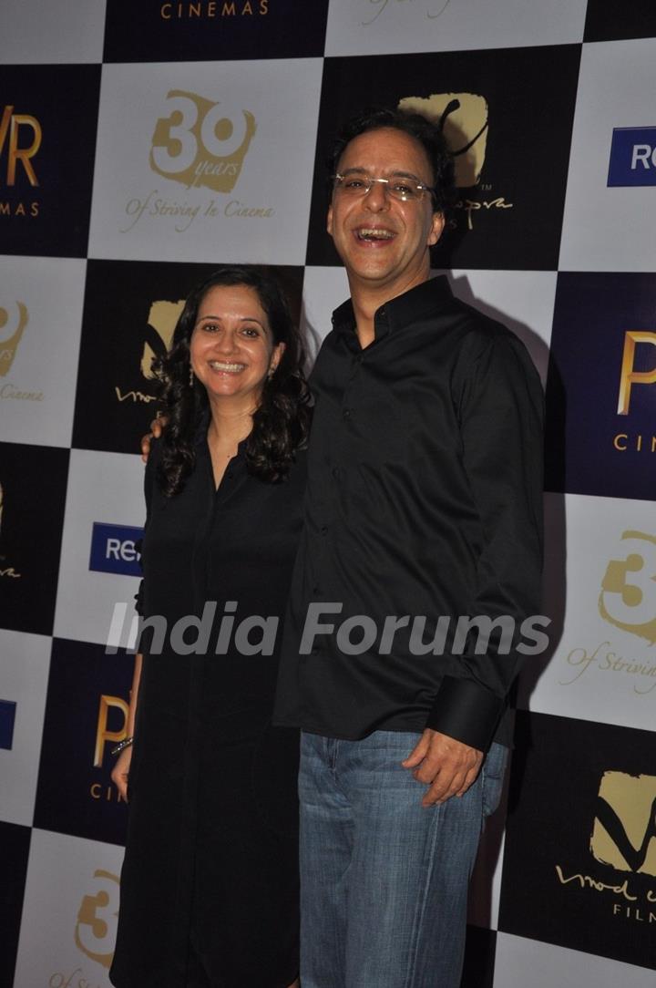 Vidhu Vinod Chopra with wife Anupama Chopra at premiere of film Parinda at PVR