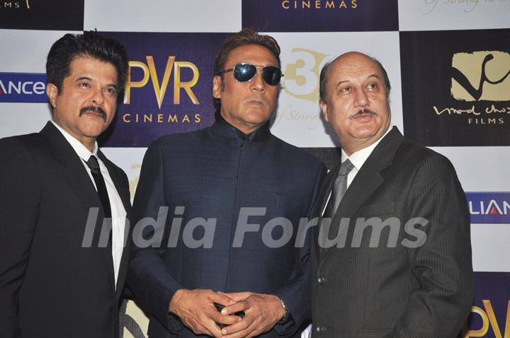 Anil Kapoor, Jackie Shroff and Anupam Kher at premiere of film Parinda at PVR