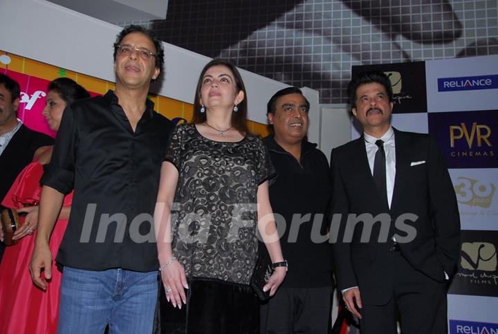 Vidhu Vinod Chopra, Nita Ambani, Mukesh Ambani and Anil Kapoor at premiere of film Parinda at PVR