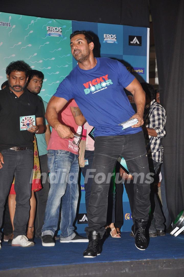 John Abraham at Vicky Donor Music Launch at Irorbit, Malad. .