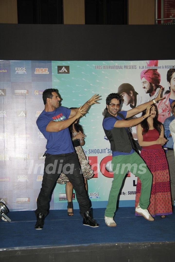 John Abraham, Yami Gautam, Ayushmann at Film Vicky Donor music launch at Inorbit Mall in Mumbai