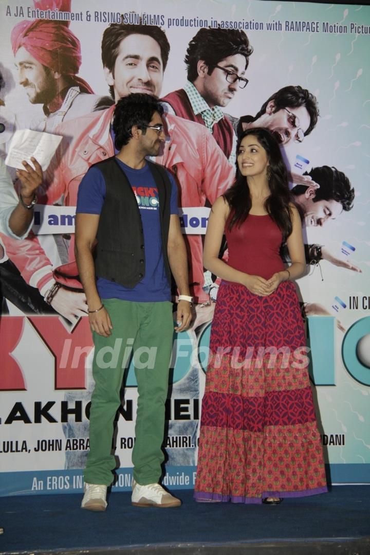 John Abraham, Yami Gautam, Ayushmann at Film Vicky Donor music launch at Inorbit Mall in Mumbai