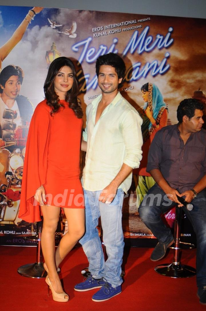 Shahid and Priyanka at 'Teri Meri Kahani' promo launch at Cinemax in Mumbai