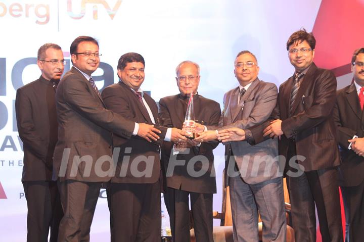 Finance Minister Pranab Mukherjee at Bloomberg UTV Awards at Taj Lands End. .