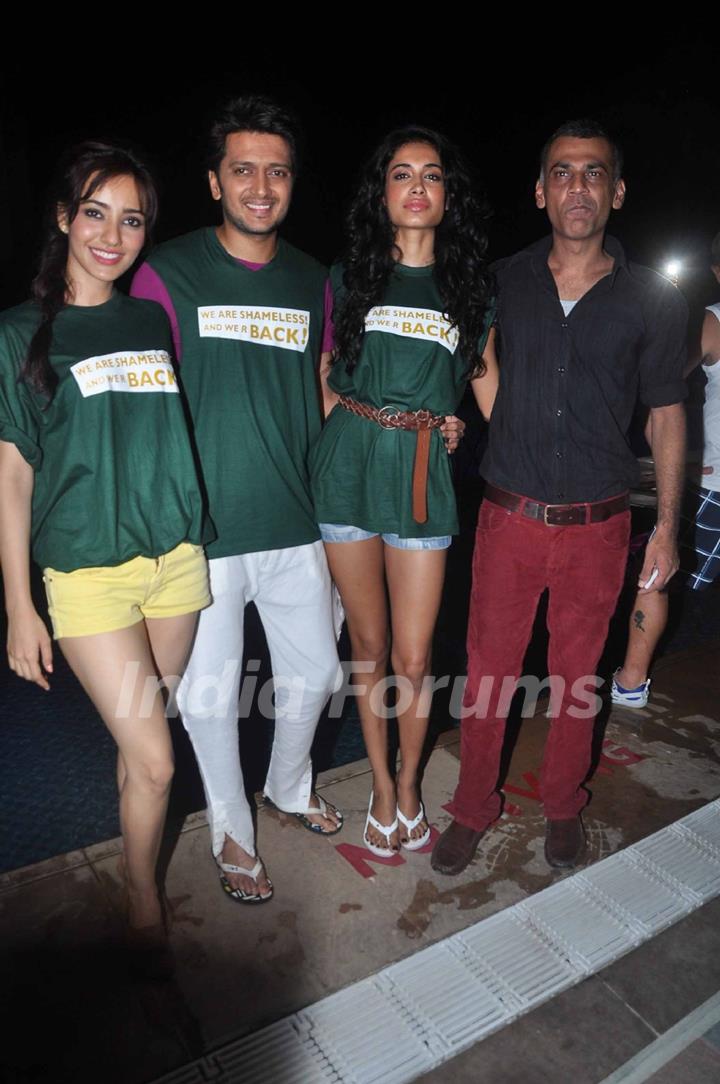 Ritesh Deshmukh, Sarah Jane Dias and Neha Sharma at &quot;Kya Super Kool Hai Hum&quot; movie's pool party