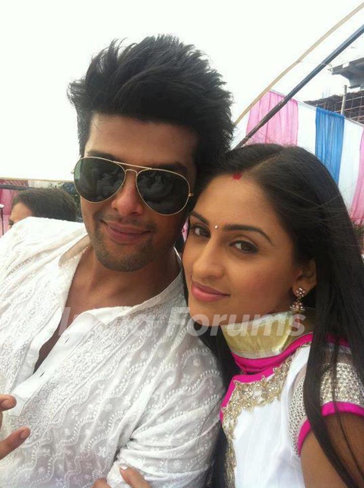 Kushal Tandon and Krystle Dsouza during Holi celebrations in EHMMBH