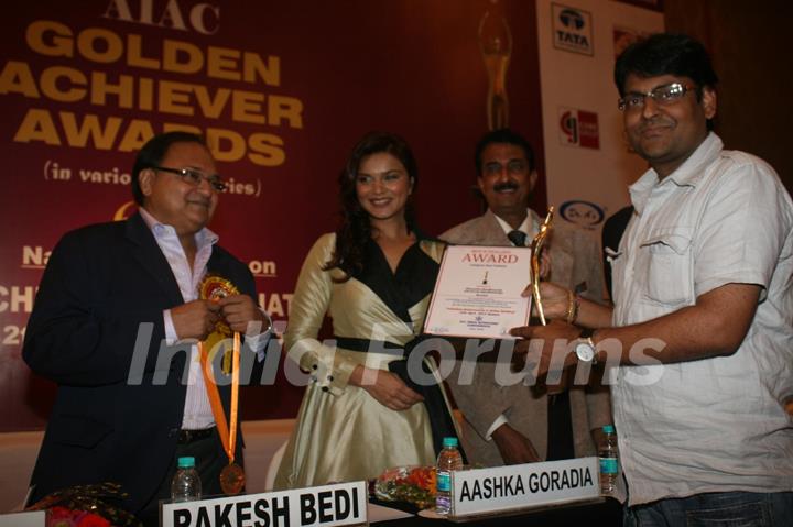 Rakesh Bedi and Aashka Goradia at Golden Achiever Awards 2012