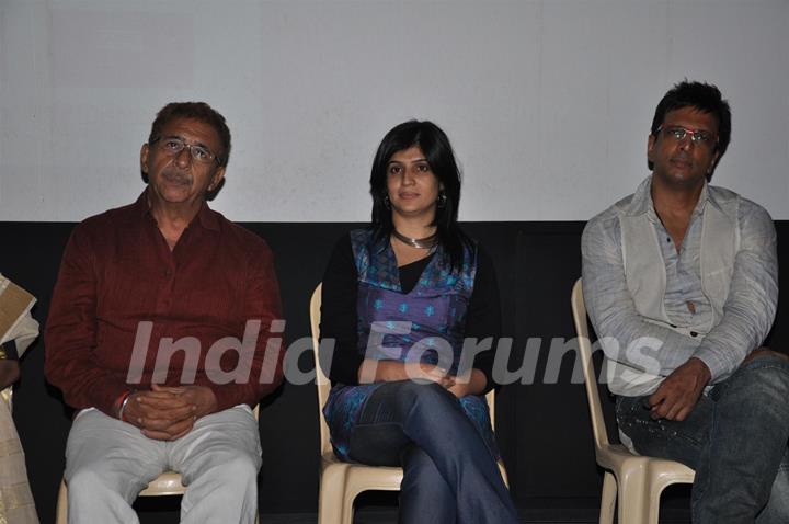 Naseeruddin Shah, Miriam Chandy, and Jaaved Jaaferi at 'The Rat Race' screening