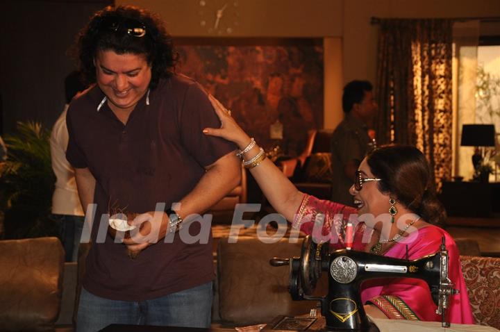 Sajid Khan and Kirron Kher during the Mahurat of Movie “Ajab Gazabb Love”