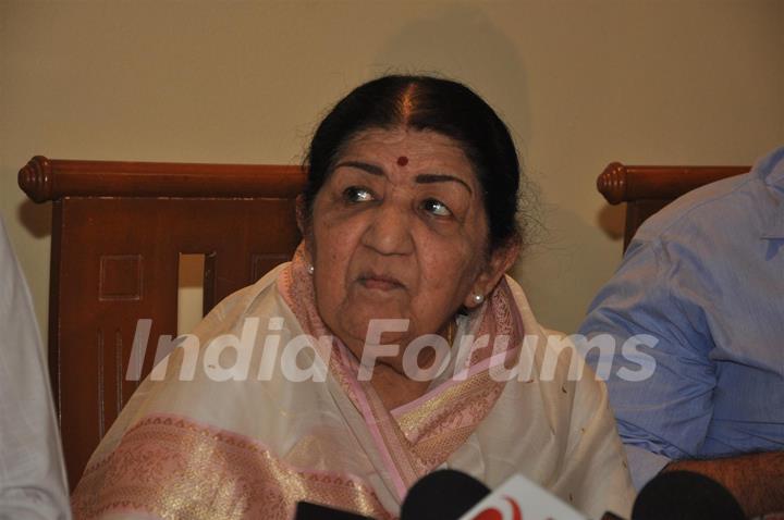 Lata Mangeshkar during a Press Conference to announce 'Deenanath Mangeshkar Puraskar Awards'