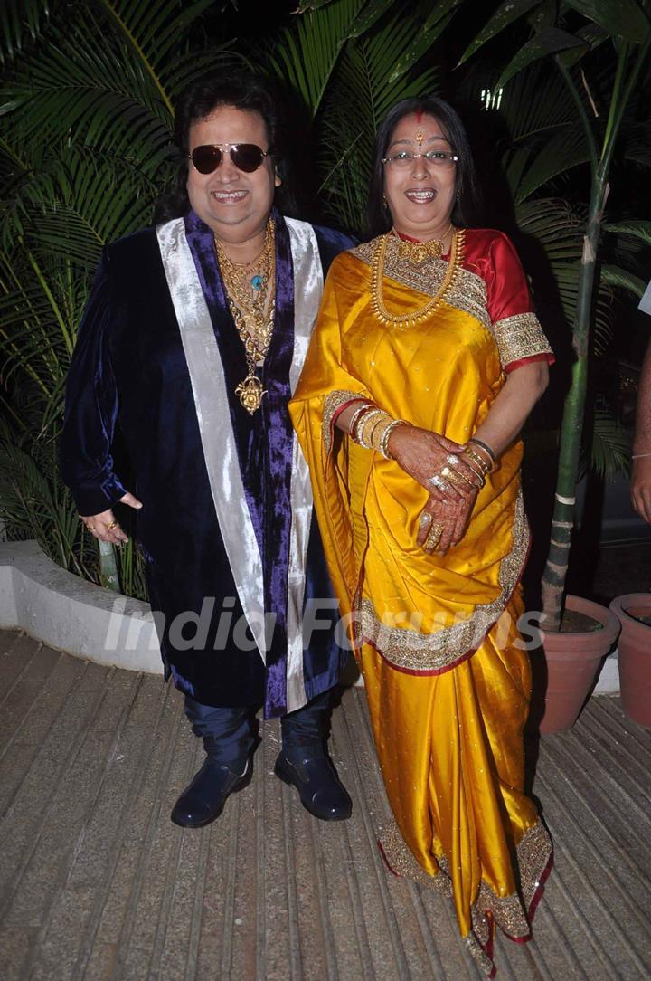 Bapi Lahiri with wife Chitrani at the sangeet ceremony of Bappa Lahiri and Taneesha Verma held last night