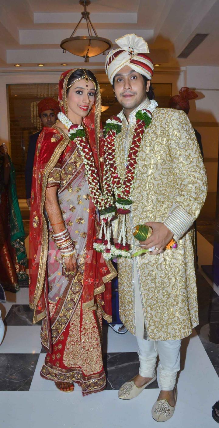 Bappa Lahiri and Taneesha Verma at their wedding in Mumbai. .
