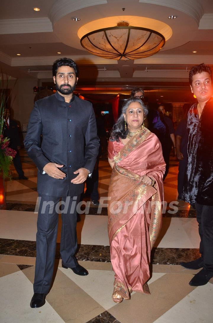 Abhishek Bachchan and Jaya Bachchan at Bappa Lahiri and Taneesha Verma Wedding Reception