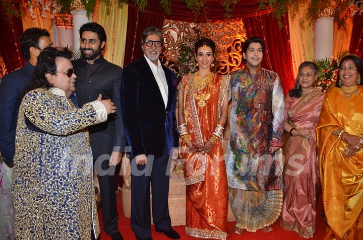 Amitabh Bachchan, Jaya Bachchan & Abhishek Bachchan at Bappa Lahiri & Tanisha Wedding Reception