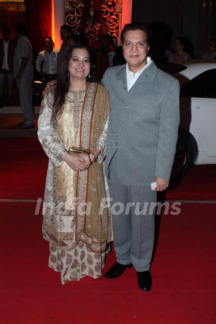 Lalit Pandit with wife at Bappa Lahiri and Taneesha Verma Wedding Reception