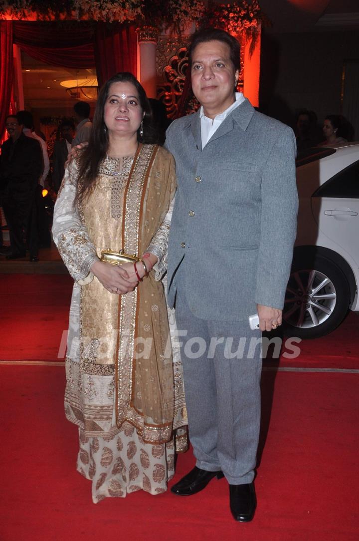 Lalit Pandit with wife at Bappa Lahiri and Taneesha Verma Wedding Reception