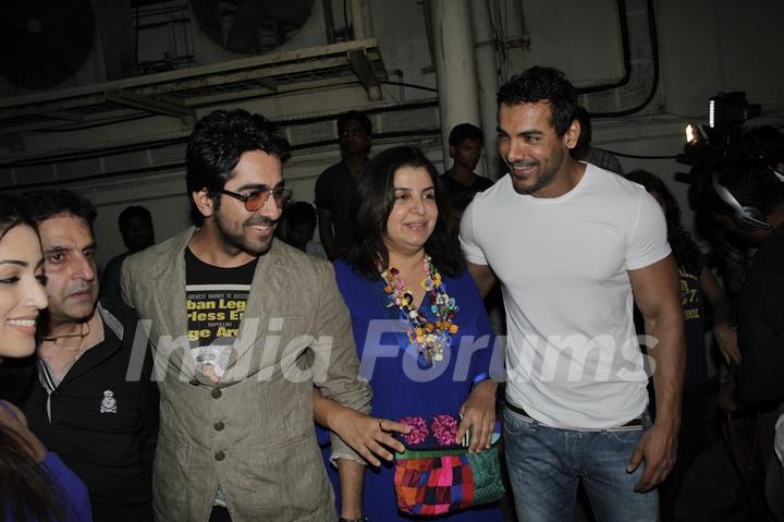 Ayushman,John Abraham,Farah & Yami at Vicky Donor special screening hosted by John Abraham at PVR