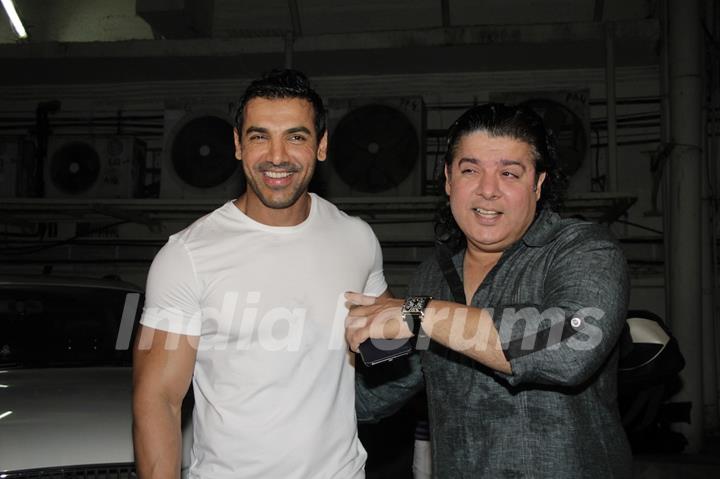 John Abraham and Sajid Khan at Vicky Donor special screening hosted by John Abraham at PVR