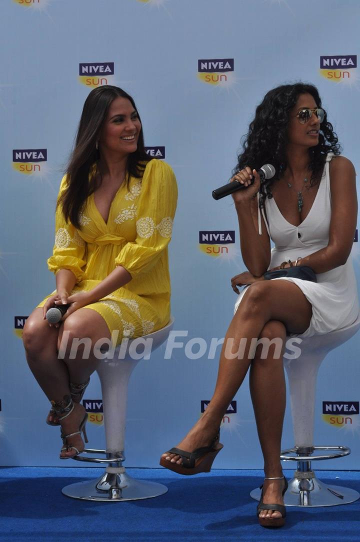 Lara Dutta and Sheetal Mallar at Launch of NIVEA Sun in India