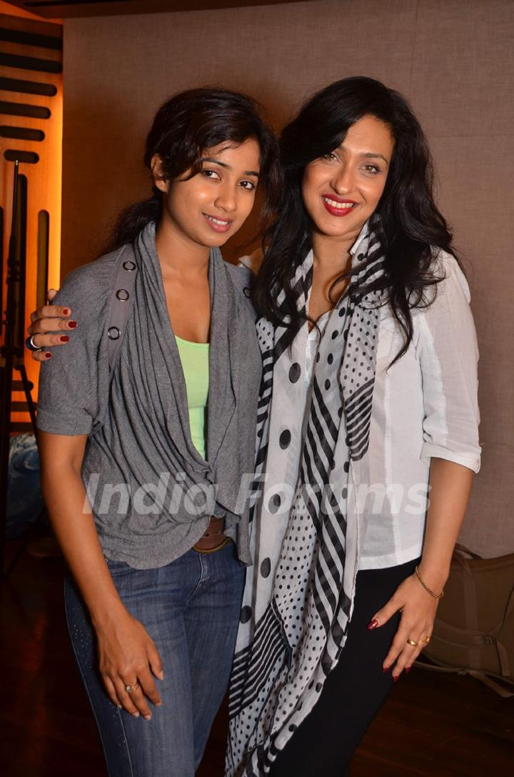 Shreya Ghoshal and Rituparna Sengupta at Teen Kaniya song recording at Kailasha recording studio