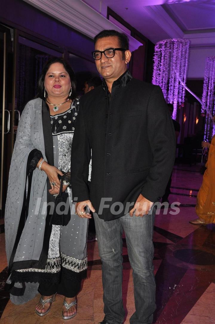 Abhijeet with wife at Sunidhi Chauhan and Hitesh Sonik Wedding Reception Ceremony
