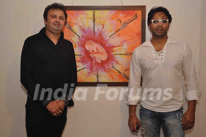 Cast promoting upcoming film ‘BANDOOK’ at a Painting Exhibition