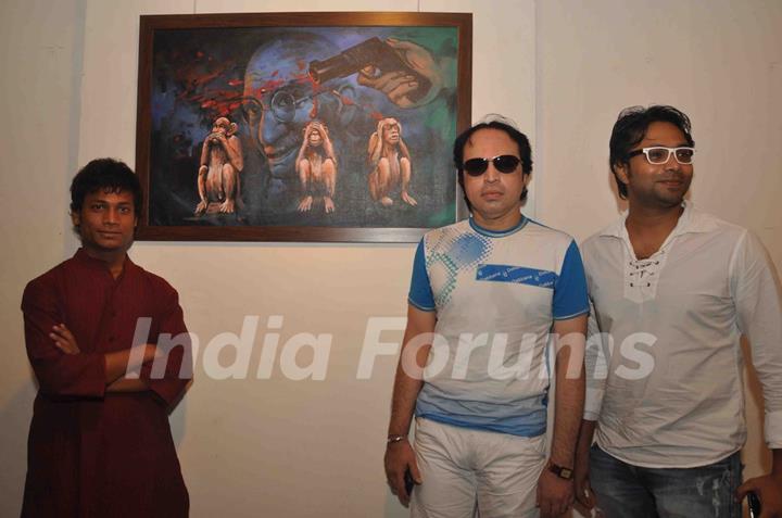 Cast promoting upcoming film ‘BANDOOK’ at a Painting Exhibition