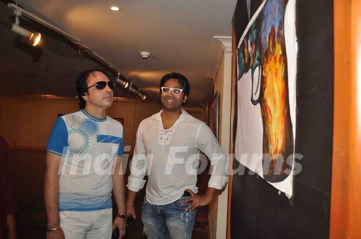 Cast promoting upcoming film ‘BANDOOK’ at a Painting Exhibition