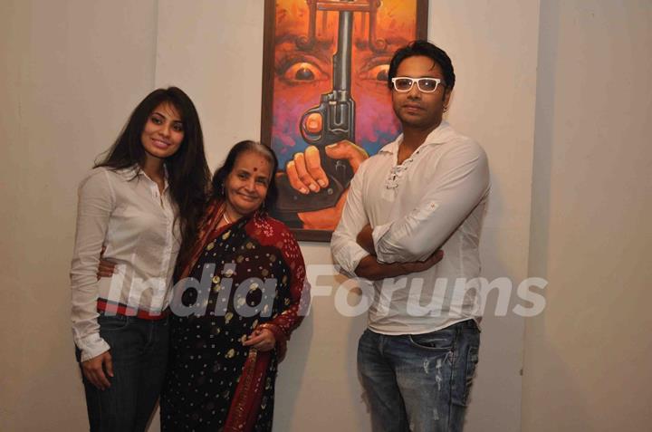 Cast promoting upcoming film ‘BANDOOK’ at a Painting Exhibition